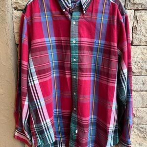 Ralph Lauren Classic Fit Patchwork Madras Plaid Shirt Men XL Button Down Cotton